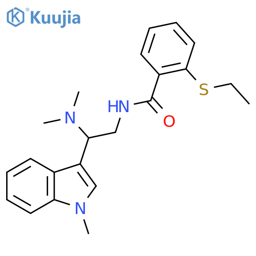 N-2-(dimethylamino)-2-(1-methyl-1H-indol-3-yl)ethyl-2-(ethylsulfanyl)benzamide structure