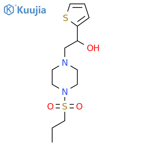 2-4-(propane-1-sulfonyl)piperazin-1-yl-1-(thiophen-2-yl)ethan-1-ol structure
