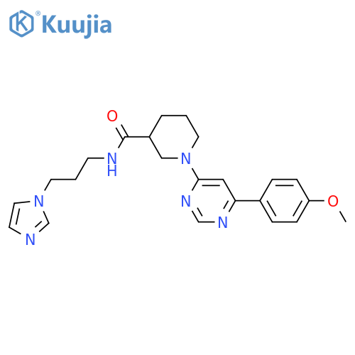 N-[3-(1H-imidazol-1-yl)propyl]-1-[6-(4-methoxyphenyl)pyrimidin-4-yl]piperidine-3-carboxamide structure