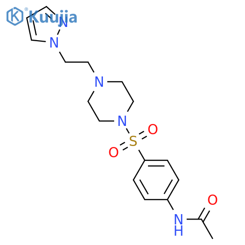 N-4-({4-2-(1H-pyrazol-1-yl)ethylpiperazin-1-yl}sulfonyl)phenylacetamide structure