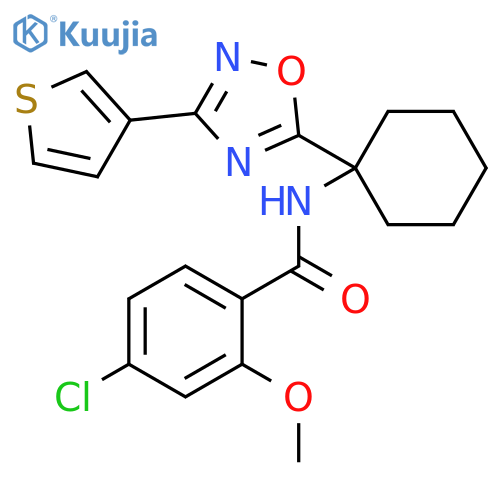4-chloro-2-methoxy-N-{1-[3-(thiophen-3-yl)-1,2,4-oxadiazol-5-yl]cyclohexyl}benzamide structure