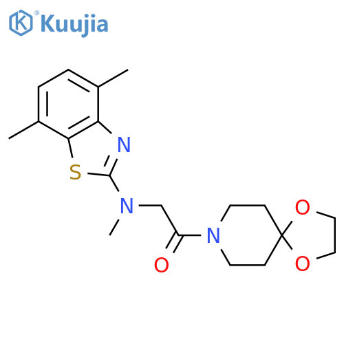 2-(4,7-dimethyl-1,3-benzothiazol-2-yl)(methyl)amino-1-{1,4-dioxa-8-azaspiro4.5decan-8-yl}ethan-1-one structure