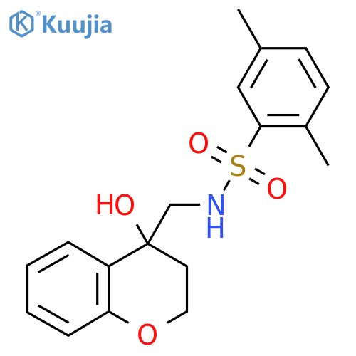 N-(4-hydroxy-3,4-dihydro-2H-1-benzopyran-4-yl)methyl-2,5-dimethylbenzene-1-sulfonamide structure