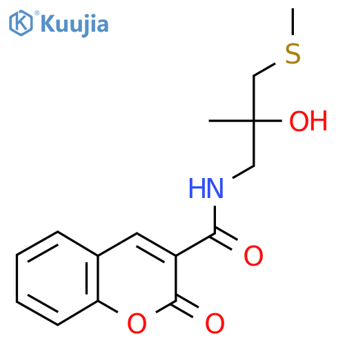 N-2-hydroxy-2-methyl-3-(methylsulfanyl)propyl-2-oxo-2H-chromene-3-carboxamide structure