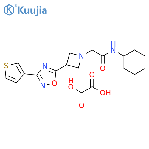 N-cyclohexyl-2-{3-[3-(thiophen-3-yl)-1,2,4-oxadiazol-5-yl]azetidin-1-yl}acetamide; oxalic acid structure