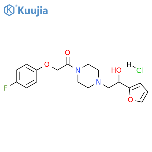 2-(4-fluorophenoxy)-1-{4-2-(furan-2-yl)-2-hydroxyethylpiperazin-1-yl}ethan-1-one hydrochloride structure