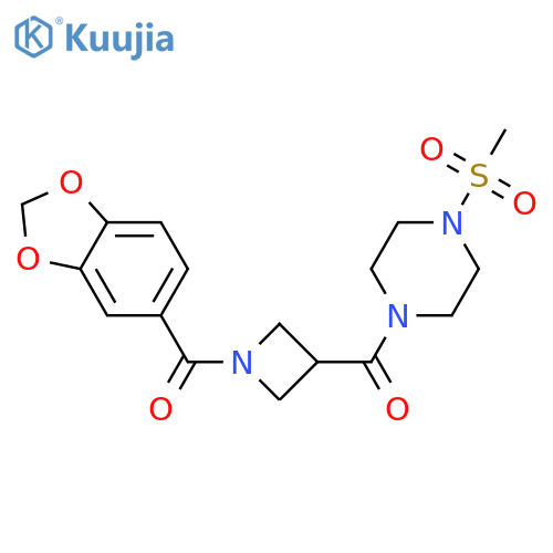1-[1-(2H-1,3-benzodioxole-5-carbonyl)azetidine-3-carbonyl]-4-methanesulfonylpiperazine structure