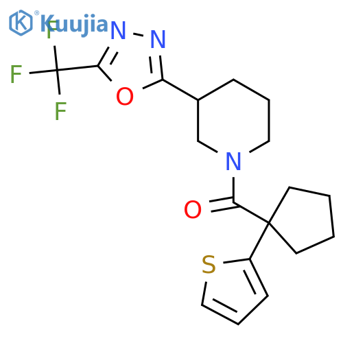 1-1-(thiophen-2-yl)cyclopentanecarbonyl-3-5-(trifluoromethyl)-1,3,4-oxadiazol-2-ylpiperidine structure