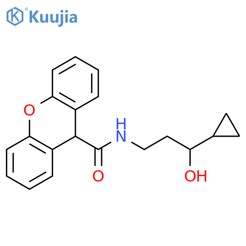 N-(3-cyclopropyl-3-hydroxypropyl)-9H-xanthene-9-carboxamide structure