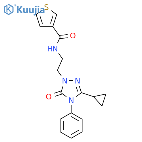 N-2-(3-cyclopropyl-5-oxo-4-phenyl-4,5-dihydro-1H-1,2,4-triazol-1-yl)ethylthiophene-3-carboxamide structure