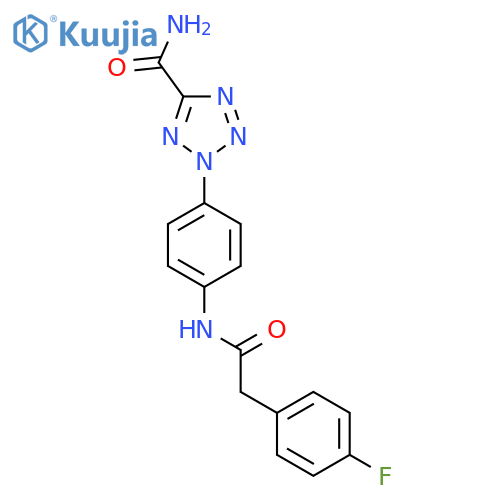 2-{4-2-(4-fluorophenyl)acetamidophenyl}-2H-1,2,3,4-tetrazole-5-carboxamide structure