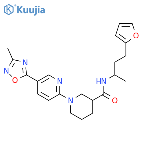 N-4-(furan-2-yl)butan-2-yl-1-5-(3-methyl-1,2,4-oxadiazol-5-yl)pyridin-2-ylpiperidine-3-carboxamide structure