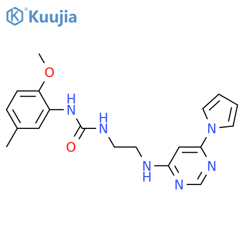 1-(2-methoxy-5-methylphenyl)-3-(2-{[6-(1H-pyrrol-1-yl)pyrimidin-4-yl]amino}ethyl)urea structure