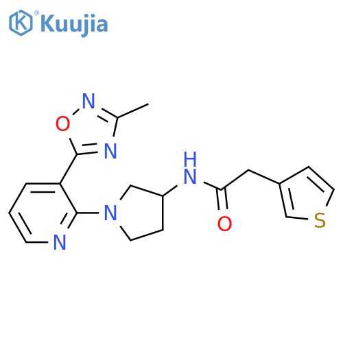 N-{1-[3-(3-methyl-1,2,4-oxadiazol-5-yl)pyridin-2-yl]pyrrolidin-3-yl}-2-(thiophen-3-yl)acetamide structure