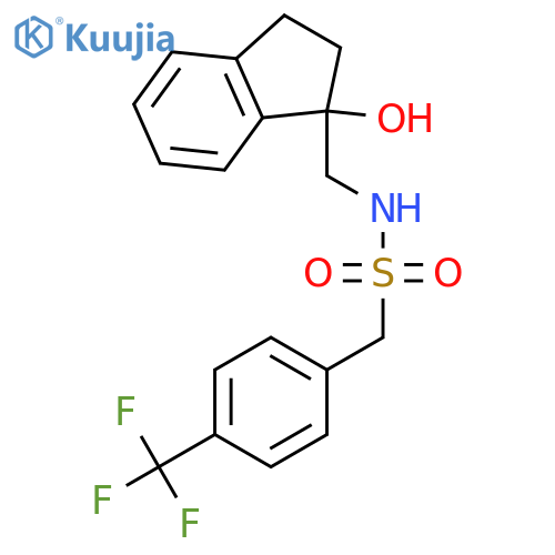N-[(1-hydroxy-2,3-dihydro-1H-inden-1-yl)methyl]-1-[4-(trifluoromethyl)phenyl]methanesulfonamide structure