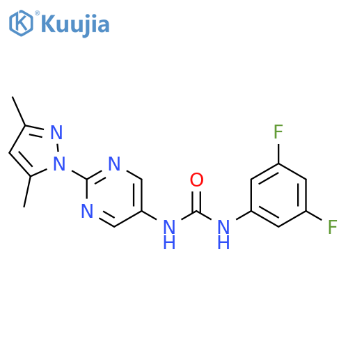 1-(3,5-difluorophenyl)-3-2-(3,5-dimethyl-1H-pyrazol-1-yl)pyrimidin-5-ylurea structure