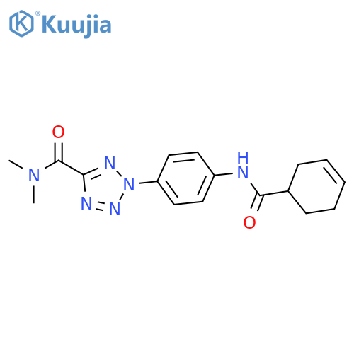 2-4-(cyclohex-3-ene-1-amido)phenyl-N,N-dimethyl-2H-1,2,3,4-tetrazole-5-carboxamide structure