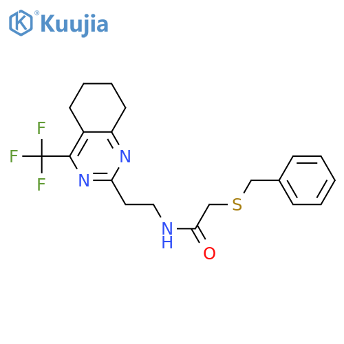 2-(benzylsulfanyl)-N-{2-[4-(trifluoromethyl)-5,6,7,8-tetrahydroquinazolin-2-yl]ethyl}acetamide structure