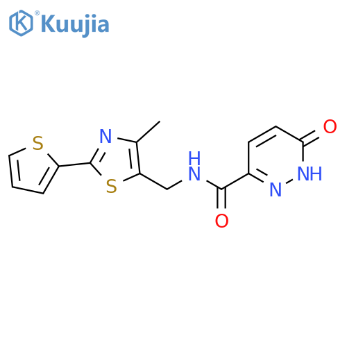 N-{4-methyl-2-(thiophen-2-yl)-1,3-thiazol-5-ylmethyl}-6-oxo-1,6-dihydropyridazine-3-carboxamide structure