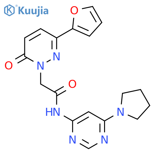 2-3-(furan-2-yl)-6-oxo-1,6-dihydropyridazin-1-yl-N-6-(pyrrolidin-1-yl)pyrimidin-4-ylacetamide structure