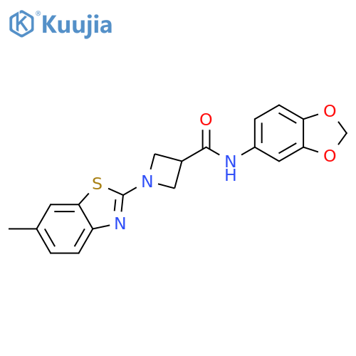 N-(2H-1,3-benzodioxol-5-yl)-1-(6-methyl-1,3-benzothiazol-2-yl)azetidine-3-carboxamide structure