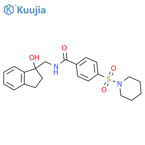 N-(1-hydroxy-2,3-dihydro-1H-inden-1-yl)methyl-4-(piperidine-1-sulfonyl)benzamide structure