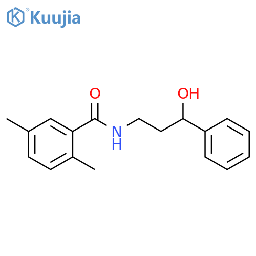 N-(3-hydroxy-3-phenylpropyl)-2,5-dimethylbenzamide structure