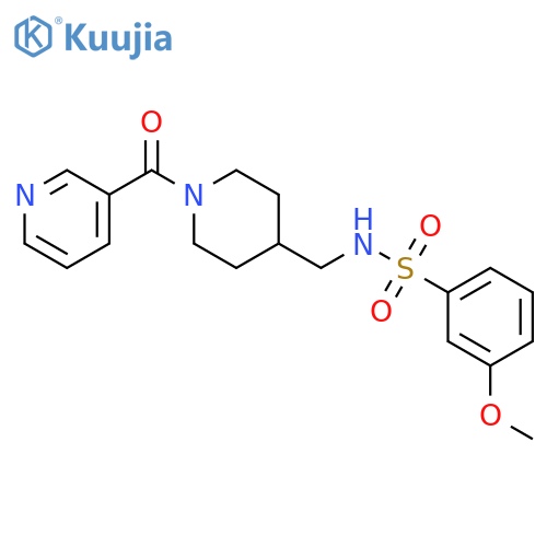 3-methoxy-N-{1-(pyridine-3-carbonyl)piperidin-4-ylmethyl}benzene-1-sulfonamide structure