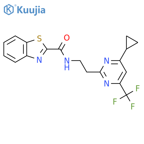 N-{2-[4-cyclopropyl-6-(trifluoromethyl)pyrimidin-2-yl]ethyl}-1,3-benzothiazole-2-carboxamide structure