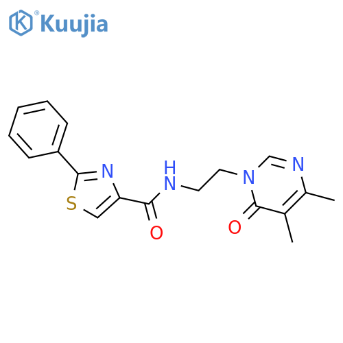 N-[2-(4,5-dimethyl-6-oxo-1,6-dihydropyrimidin-1-yl)ethyl]-2-phenyl-1,3-thiazole-4-carboxamide structure