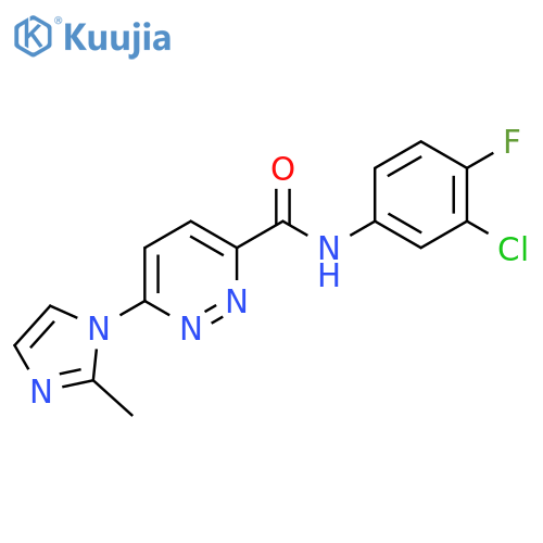 N-(3-chloro-4-fluorophenyl)-6-(2-methyl-1H-imidazol-1-yl)pyridazine-3-carboxamide structure