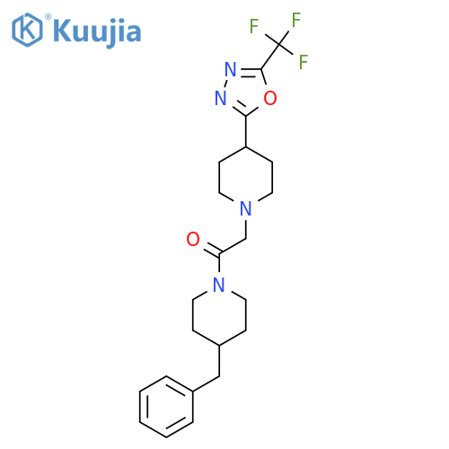 1-(4-benzylpiperidin-1-yl)-2-{4-5-(trifluoromethyl)-1,3,4-oxadiazol-2-ylpiperidin-1-yl}ethan-1-one structure