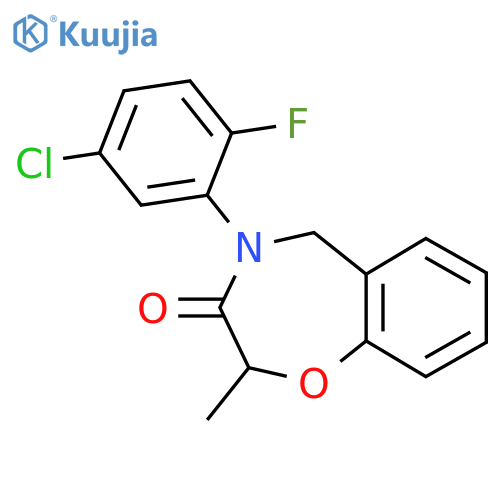 4-(5-chloro-2-fluorophenyl)-2-methyl-2,3,4,5-tetrahydro-1,4-benzoxazepin-3-one structure