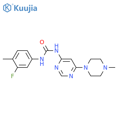 1-(3-fluoro-4-methylphenyl)-3-6-(4-methylpiperazin-1-yl)pyrimidin-4-ylurea structure