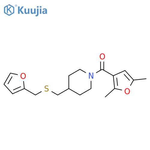 1-(2,5-dimethylfuran-3-carbonyl)-4-({[(furan-2-yl)methyl]sulfanyl}methyl)piperidine structure