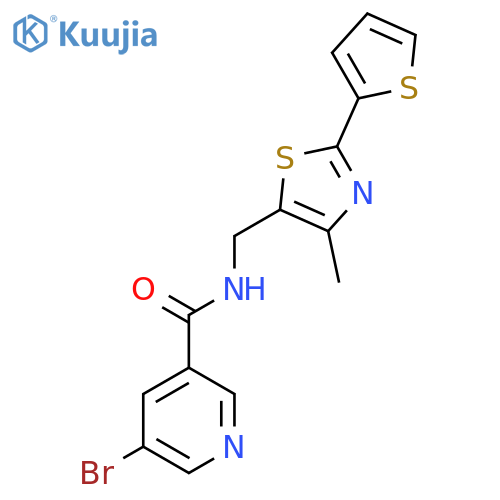 5-bromo-N-{4-methyl-2-(thiophen-2-yl)-1,3-thiazol-5-ylmethyl}pyridine-3-carboxamide structure