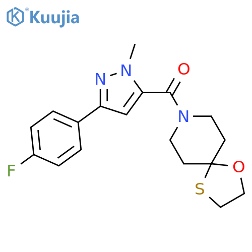 8-[3-(4-fluorophenyl)-1-methyl-1H-pyrazole-5-carbonyl]-1-oxa-4-thia-8-azaspiro[4.5]decane structure