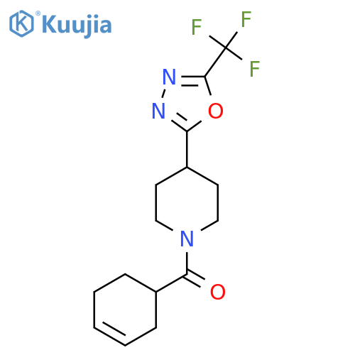 1-(cyclohex-3-ene-1-carbonyl)-4-5-(trifluoromethyl)-1,3,4-oxadiazol-2-ylpiperidine structure