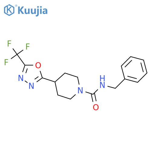 N-benzyl-4-5-(trifluoromethyl)-1,3,4-oxadiazol-2-ylpiperidine-1-carboxamide structure