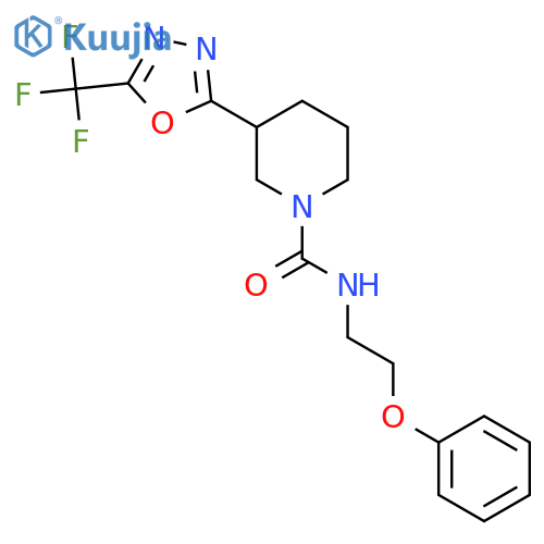 N-(2-phenoxyethyl)-3-5-(trifluoromethyl)-1,3,4-oxadiazol-2-ylpiperidine-1-carboxamide structure