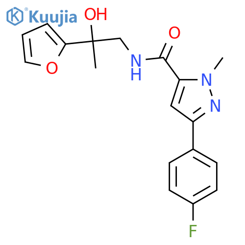 3-(4-fluorophenyl)-N-[2-(furan-2-yl)-2-hydroxypropyl]-1-methyl-1H-pyrazole-5-carboxamide structure