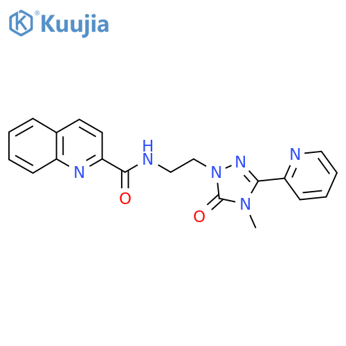 N-{2-4-methyl-5-oxo-3-(pyridin-2-yl)-4,5-dihydro-1H-1,2,4-triazol-1-ylethyl}quinoline-2-carboxamide structure