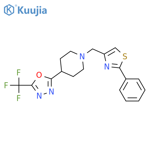 1-(2-phenyl-1,3-thiazol-4-yl)methyl-4-5-(trifluoromethyl)-1,3,4-oxadiazol-2-ylpiperidine structure