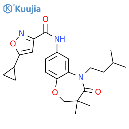 5-cyclopropyl-N-[3,3-dimethyl-5-(3-methylbutyl)-4-oxo-2,3,4,5-tetrahydro-1,5-benzoxazepin-7-yl]-1,2-oxazole-3-carboxamide structure