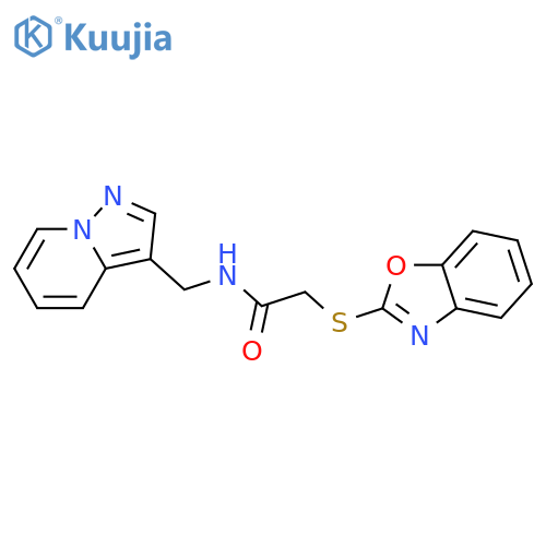 2-(1,3-benzoxazol-2-ylsulfanyl)-N-({pyrazolo1,5-apyridin-3-yl}methyl)acetamide structure