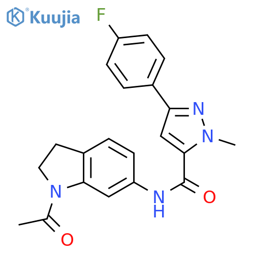 N-(1-acetyl-2,3-dihydro-1H-indol-6-yl)-3-(4-fluorophenyl)-1-methyl-1H-pyrazole-5-carboxamide structure