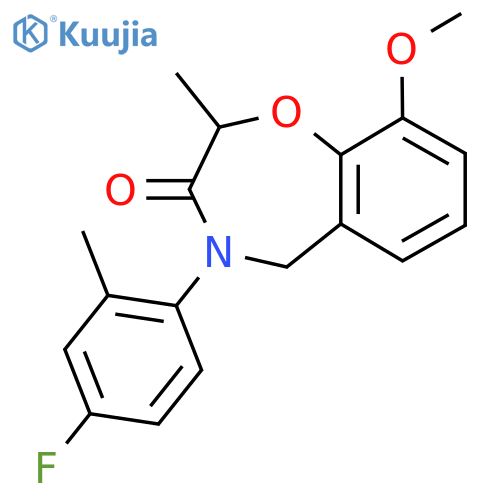 4-(4-fluoro-2-methylphenyl)-9-methoxy-2-methyl-2,3,4,5-tetrahydro-1,4-benzoxazepin-3-one structure