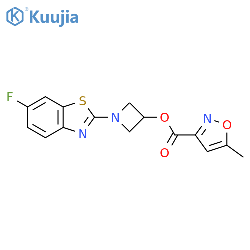 1-(6-fluoro-1,3-benzothiazol-2-yl)azetidin-3-yl 5-methyl-1,2-oxazole-3-carboxylate structure