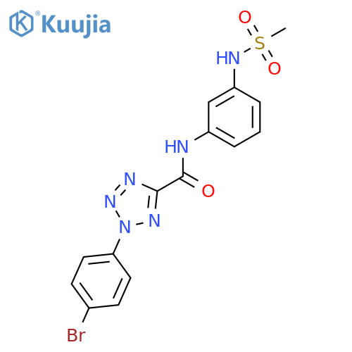2-(4-bromophenyl)-N-(3-methanesulfonamidophenyl)-2H-1,2,3,4-tetrazole-5-carboxamide structure