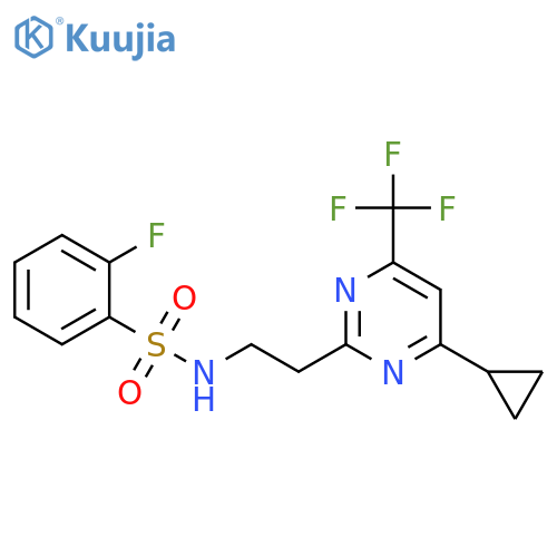 N-{2-[4-cyclopropyl-6-(trifluoromethyl)pyrimidin-2-yl]ethyl}-2-fluorobenzene-1-sulfonamide structure